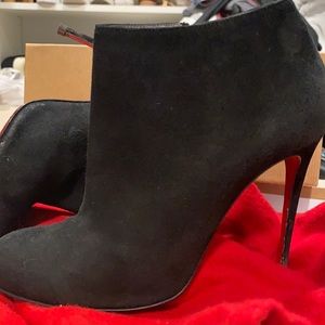 Louboutin black suede booties